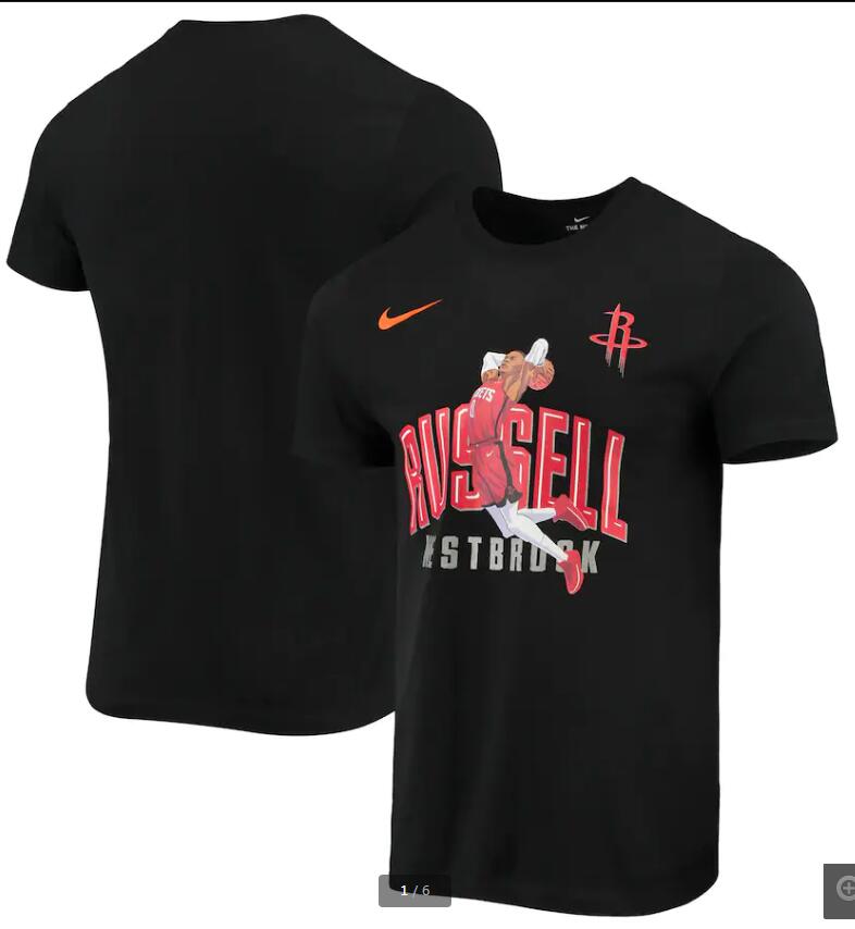 2020 NBA Men Russell Westbrook Houston Rockets Nike Hero Performance TShirt Black